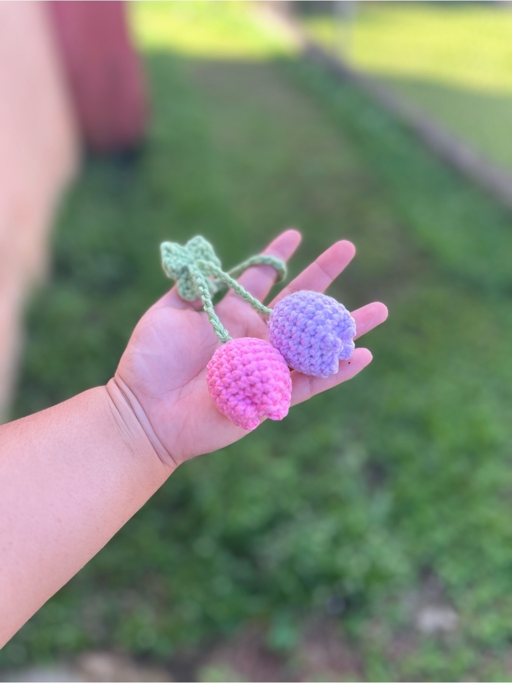 Handmade Crochet Tulip Bag Charm - Pink & Lavender